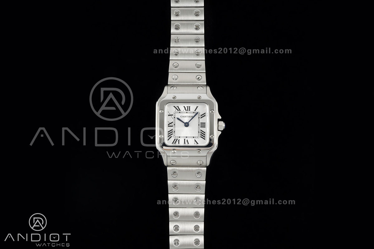 Santos WSSA0082 27x34.5mm BLF 1:1 Best Edition Silver Dial On SS SmartLinks Bracelet Ronda Quartz